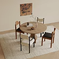 Ancient Round Dining Table and Chair Ancient Round Dining Table and Chair Combination 3d model