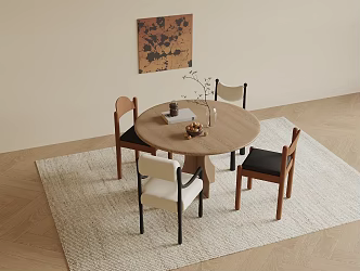 Ancient Round Dining Table and Chair Ancient Round Dining Table and Chair Combination 3d model