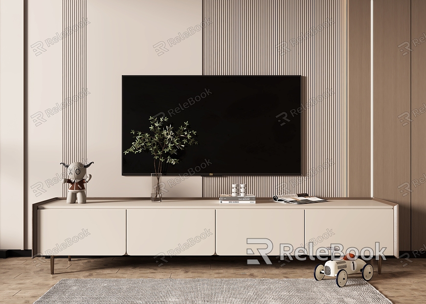 Cream wind TV cabinet model