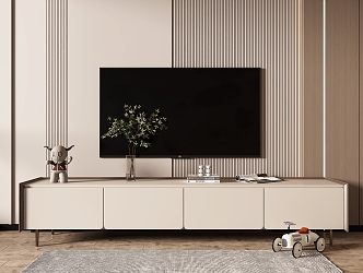 Cream wind TV cabinet 3d model