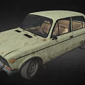 Vintage Light Green Sedan Car With Weathered Exterior And Classic Front Design