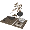 Elegant Tea Set With Wooden Tray Ceramic Teapot Small Cups And Decorative Tea Accessories