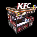 KFC Fast Food Kiosk With Coffee Cups Drinks Menu And Decorations