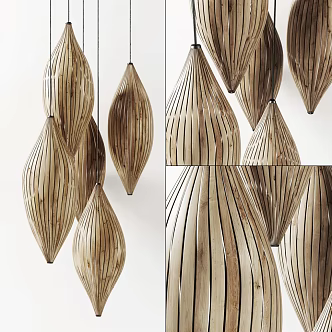 Nordic Chandelier Solid Wood Chandelier 3d model