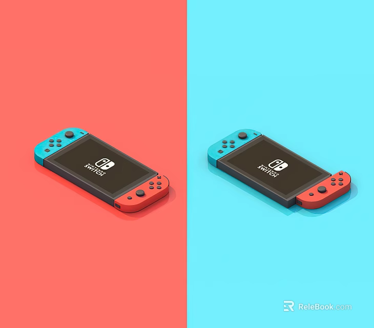 Nintendo Switch Portable Gaming Console With Red And Blue Controllers Entertainment Electronics 3d model 