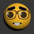 Game Movie Character With Yellow Smiling Face Wearing Brown Glasses Black Eyebrows Blush On Cheeks