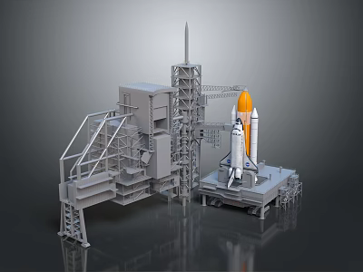 Detailed Rocket Launch Pad Structure With 3D Model Tower And Platform Components 3d model