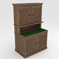 Functional Wooden Storage Cabinet With Upper Lower Doors And Green Countertop