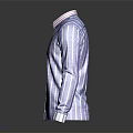Blue And White Striped Long Sleeve Shirt With Collar And Cuffed Sleeves
