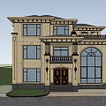 Elegant Single Family House With Stone Exterior Large Windows Wooden Front Door And Porch