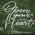 Neon Lamps Combination With Open Your Heart Lettering And Green Leafy Background