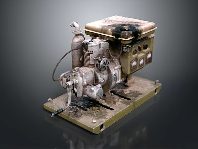Vintage Industrial Equipment With Metal Base Control Panel And Mechanical Parts 3d model
