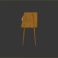 Wooden TV Stand with Green Door Metal Handle and Slim Legs Design