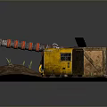 Tactical Weapon Device With Wooden Crate Yellow Generator Cables And Dirt Surface
