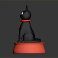 Adorable Black Cat Sitting On Red Base Wearing Red Bow Tie