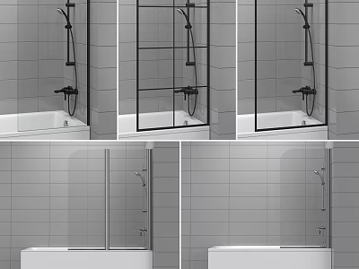 Modern Shower Sauna Design With Glass Shower Door Tiled Walls And Bath Tub 3d model