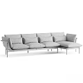 Brown Sectional Sofa With Leather Cushions Metal Frame And Modern Design