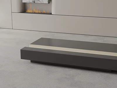 Modern Minimalist Black Coffee Table With Light Stripe And Grey Carpet Living Room 3d model