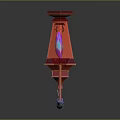 Red Lantern With Decorative Ring Base And Purple Blue Accents Vibrant Design