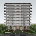 Modern residential building Mies krypton glazed glass multi-layer high-end luxury residential building project 3d model