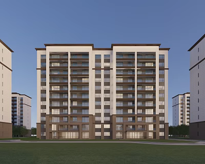 Modern residential area 3d model