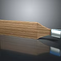 Wooden Strip With Natural Grain Pattern And Silver Metal End On Reflective Surface Background