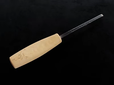 Durable Chisel Hardware Tool With Wooden Handle And Silver Metal Blade For Woodworking Projects 3d model