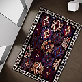 Traditional Square Rug With Intricate Geometric Patterns In Red Blue And White