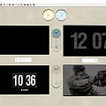 Television Screens Displaying Time And Action Scene With Colorful Decorative Balls