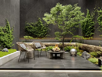 Modern Courtyard Atrium Patio Courtyard View 3d model