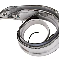 Silver Aquatic Eel Body Coiled in Spiral Shape With Visible Eyes