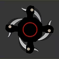 Black Fidget Spinner Stress Relief Toy With Red Center And Metal Blades