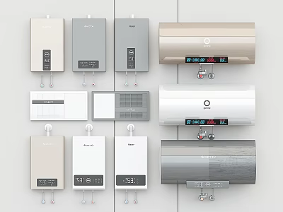 Various Styles of Water Heaters as Daily Electrical Appliances on 3d model