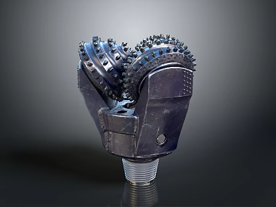 Industrial Metal Tricone Drill Bit For Oil Gas Geological Drilling With Carbide Teeth 3d model
