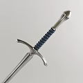Traditional Medieval Sword With Silver Blade Blue Wrapped Hilt And Cross Guard