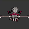 Anime Character Model With Red Outfit Rabbit Ears Pink Hair And Outstretched Arms