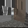 Modern Conference Room Interior With Projection Screen Long Meeting Table Beige Chairs And Green Plants