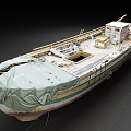 Small boat wooden boat cargo ship ship 3d model