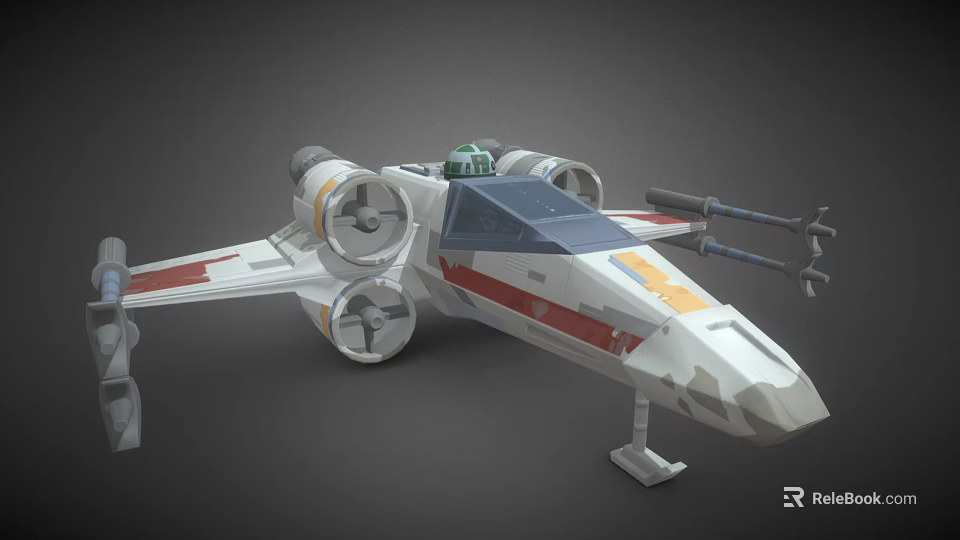 Detailed Spacecraft Model with Engines Cockpit and Weapons for Aerospace Exploration 3d model 