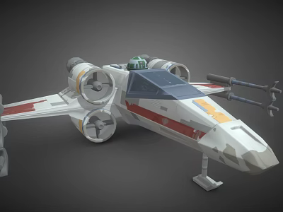 Detailed Spacecraft Model with Engines Cockpit and Weapons for Aerospace Exploration 3d model