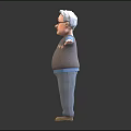 Elderly Man 3D Character Model With Glasses Sweater Vest And Outstretched Arms