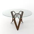 Modern Round Coffee Table With Glass Top And Wooden Base Design