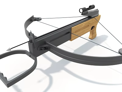Black Metal Crossbow With Wooden Grip Scope Bowstring And Modern Tactical Design 3d model
