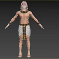Egyptian Style Man With Traditional Headdress White Kilt And Gold Belt