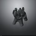 Gray Elephant Shaped Teapot With Lid Curved Trunk And Decorative Design