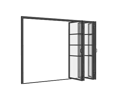 Black Frame Folding Door With Glass Panels For Modern Interior Design 3d model