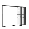 Black Frame Folding Door With Glass Panels For Modern Interior Design