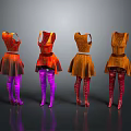 Fashion Dresses With Different Designs And Colorful Stockings And High Heels