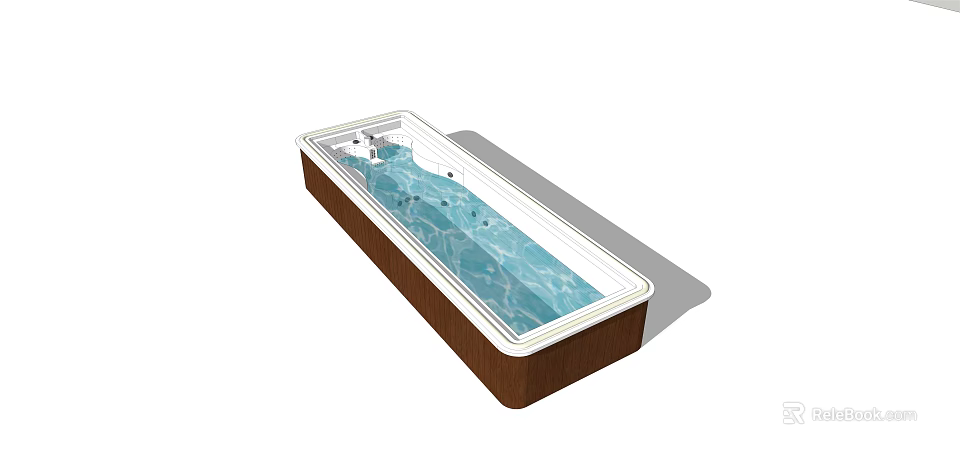 Modern Swimming Pool With Rectangular Design Clear Blue Water And Wooden Frame 3d model