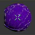 Futuristic Purple Spherical Component With Metallic Finish Geometric Patterns And Green Accents